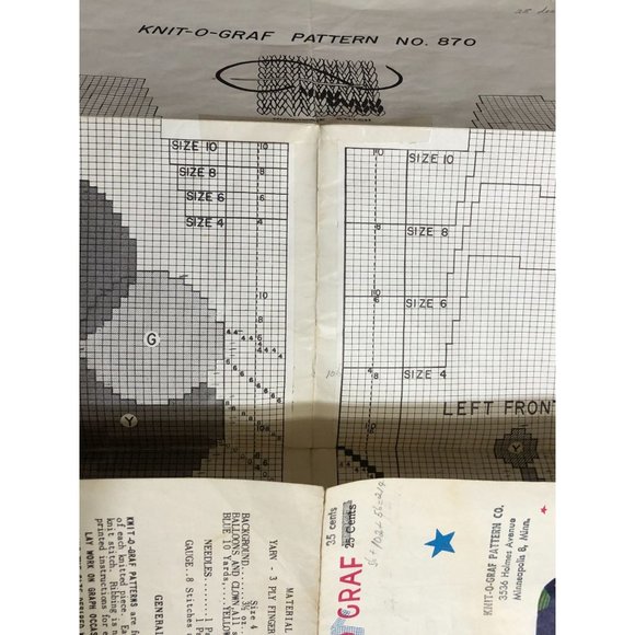 Vintage Knit O Graf Pattern Boys Girls Cardigan Clowns 870 Sweater Size 4 6 8 10 - Picture 4 of 5